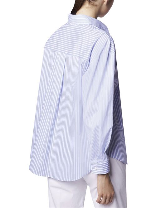 camicia donna over a righe azzurro e bianco Camicetta Snob | 648C-4140130